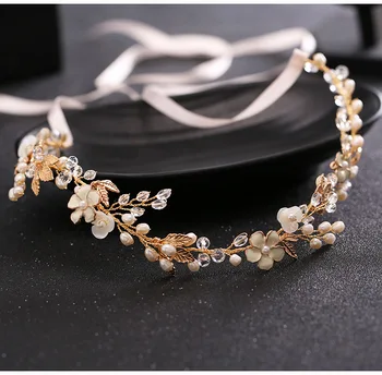  Ръчно изработени имитация на перли crystal лента за глава нов сватбена прическа, сватбен сватба лента за глава