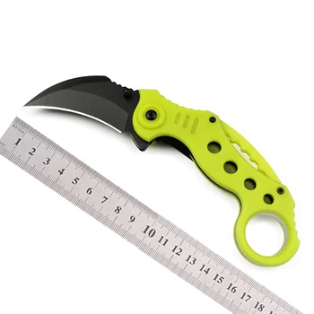  Сгъваем Керамбитный нож, Тактически нож с Нокът, за Самозащита, Джобен нож за оцеляване, с Пластмасова дръжка, нож от неръждаема стомана