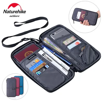  Семеен портфейл за паспорт Naturehike с цип, Водоустойчив Пътен джобен формат за паспорт с шейным каишка